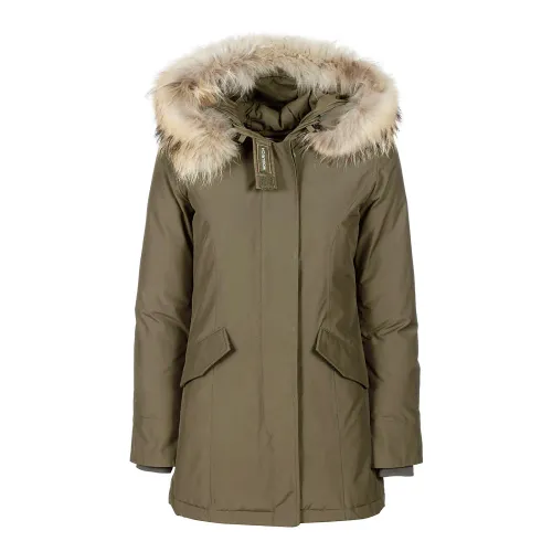 Woolrich , Arctic Parka in Ramar Cloth with Detachable Fur Trim ,Green female, Sizes: