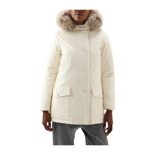 Woolrich , Beige Winter Jackets with Detachable Leather Parka ,Beige female, Sizes: