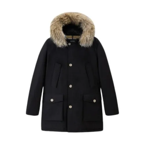 Woolrich , Black Arctic Parka with Detachable Fur ,Black male, Sizes: