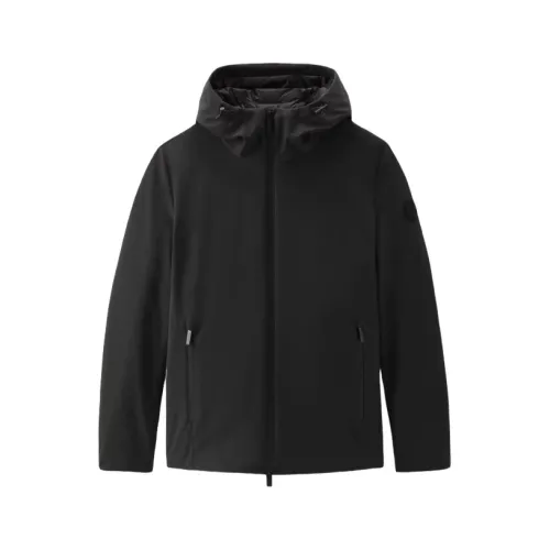 Woolrich , Black Coats with Adjustable Hood ,Black male, Sizes: