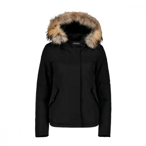 Woolrich , Black Winter Jacket - Water Repellent, Hooded, Padded ,Black female, Sizes: