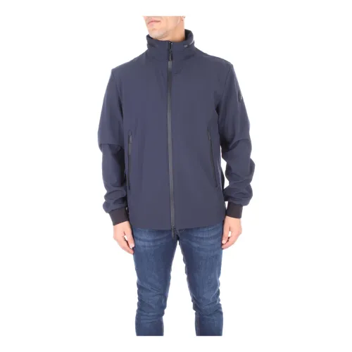 Woolrich , Blue Zip-Through Sweatshirt with Logo ,Blue male, Sizes: