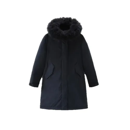 Woolrich , Cozy and Protective Long Parka with Cashmere Fur ,Blue female, Sizes: