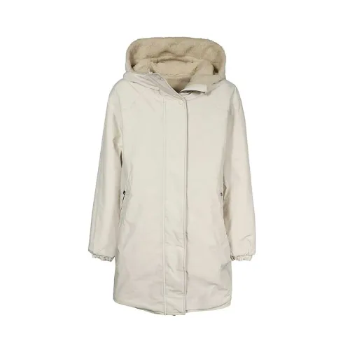 Woolrich , Double-sided Parka with Teddy Fabric and Urban Touch ,Beige female, Sizes: