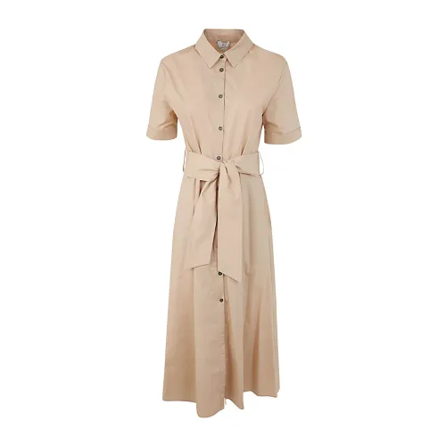 Woolrich , Feather Beige Belted Poplin Shirt Dress ,Beige female, Sizes: