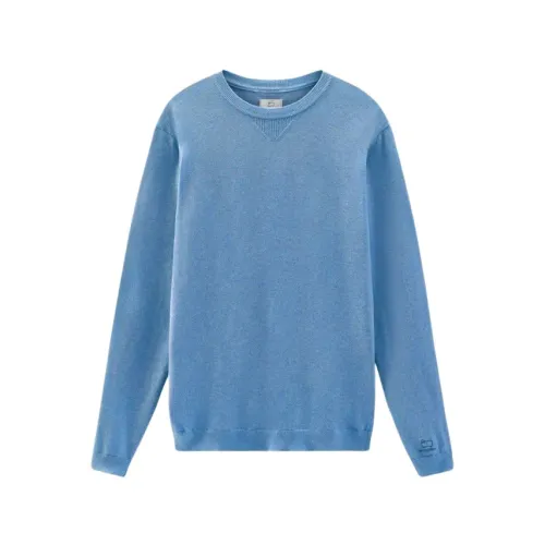 Woolrich , Logo Crewneck Sweater ,Blue male, Sizes: