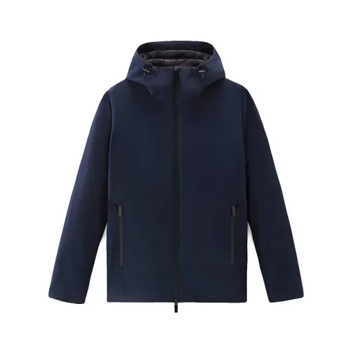 Woolrich , Men`s Blue Soft S Jacket with Hood ,Blue male, Sizes: