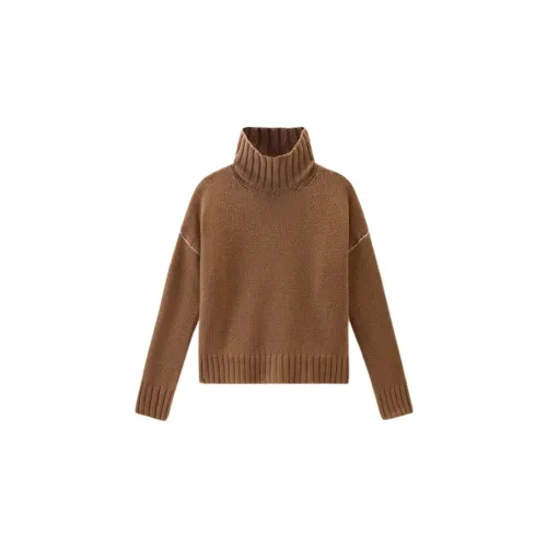 Woolrich , Pure Virgin Wool High Collar Turtleneck ,Brown female, Sizes: