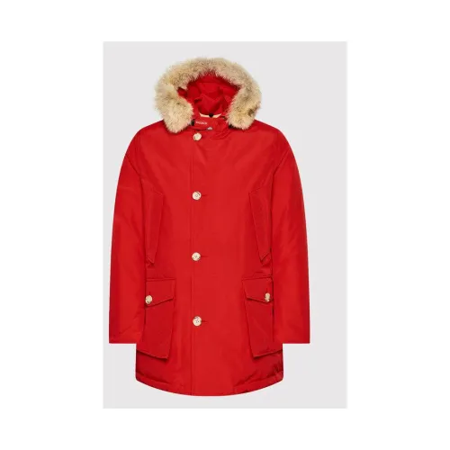 Woolrich , Red Arctic Parka DF with Removable Fur - Water-Resistant and Windproof ,Red male, Sizes: