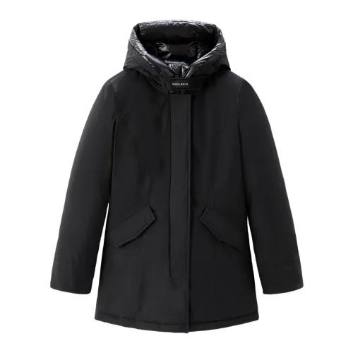 Woolrich , Renewed Black Parka with Feminine Touch ,Black female, Sizes: