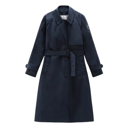 Woolrich , Summer Trench Coat in Dark Blue ,Blue female, Sizes: