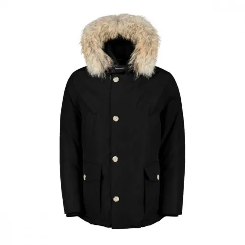 Woolrich , Water-Resistant Parka Coat with Detachable Fur Trim ,Black male, Sizes: