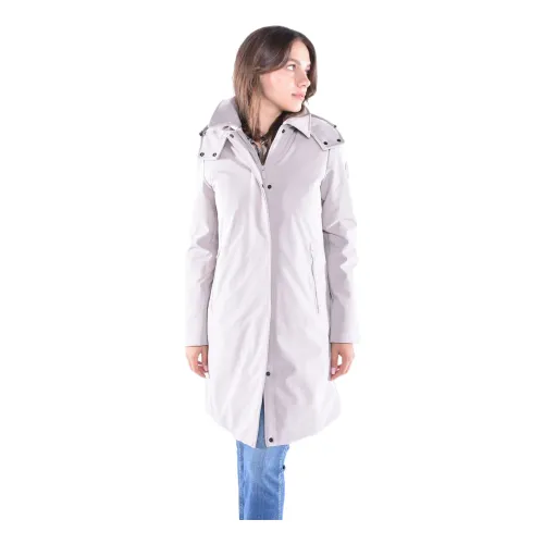 Woolrich , Waterproof and Windproof Down Parka with Detachable Hood ,Beige female, Sizes: