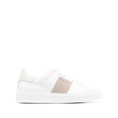 Woolrich , White Leather Low-Top Sneakers ,White male, Sizes: