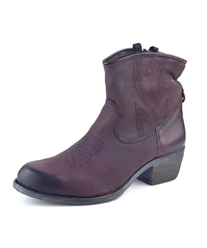 Wrangler Carson Tex Leather Burgundy Womens Ankle Western Boots
