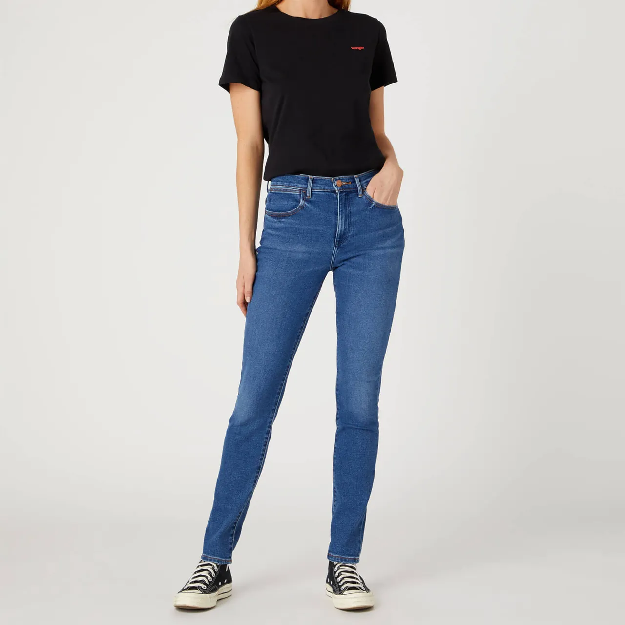 Wrangler High-Rise Skinny Denim-Blend Jeans