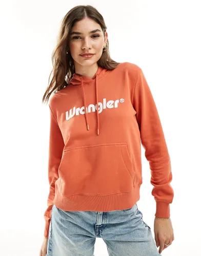 Wrangler logo front hoodie in burnt red
