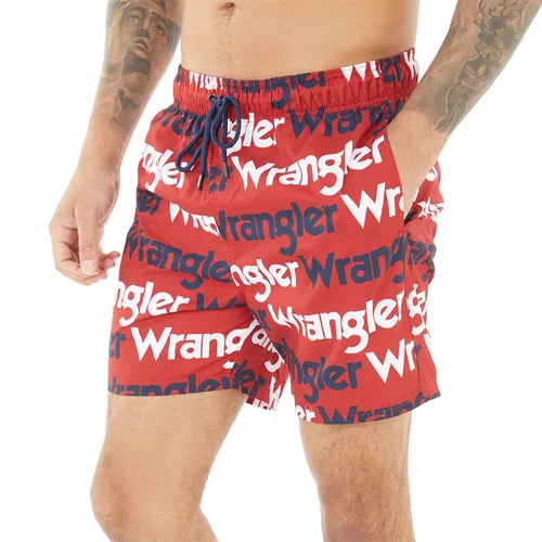 Wrangler Mens Faust Printed Swim Shorts Red/Navy/White Print