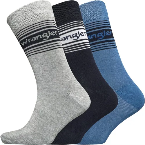 Wrangler Mens Hislop Three Pack Socks Navy/Grey Marl/Federal Blue