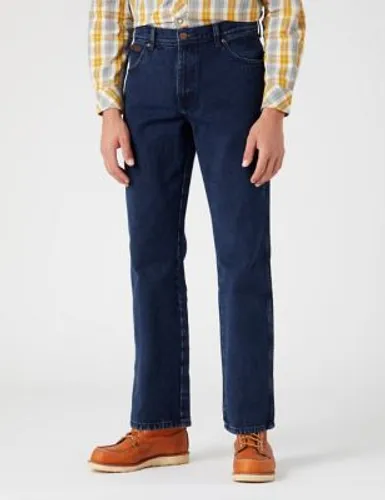 Wrangler Mens Straight Fit 5 Pocket Jeans - 3032 - Blue Denim, Blue Denim