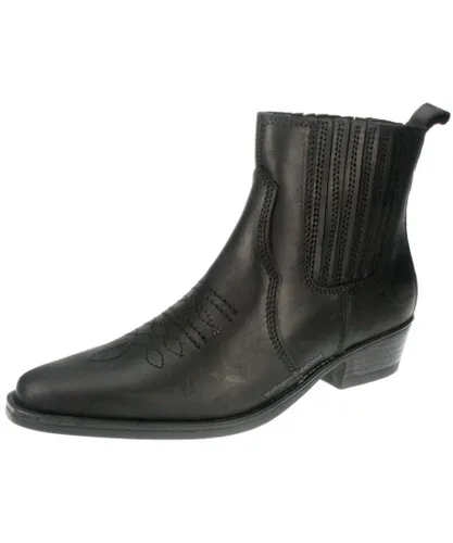 Wrangler Tex Mid Leather Black Mens Chelsea Cowboy Boots