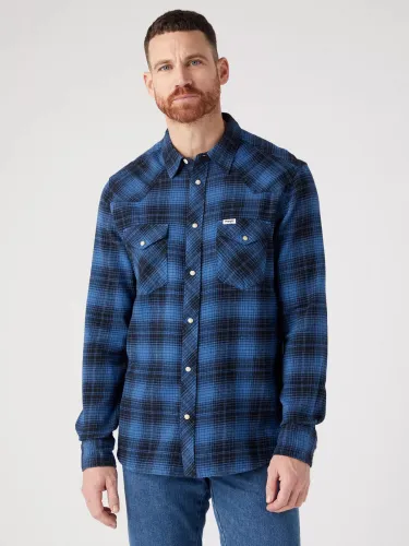 Wrangler Western Check Shirt - Federal Blue - Male
