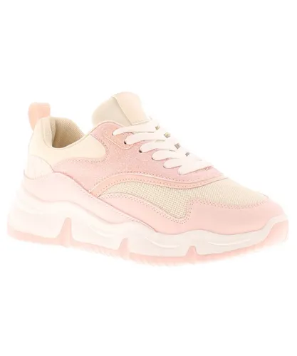 Wynsors Womens Chunky Trainers Javelin Lace Up pink Textile