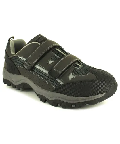 X-Hiking Mens Mans Gentlemans Exercise Grey Black Hook And Loop Hikers Comfy touch fastening Pu