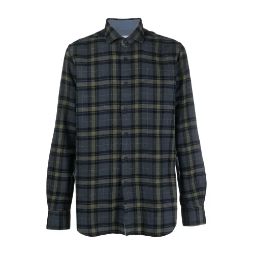 Xacus , Checked cotton shirt ,Blue male, Sizes: