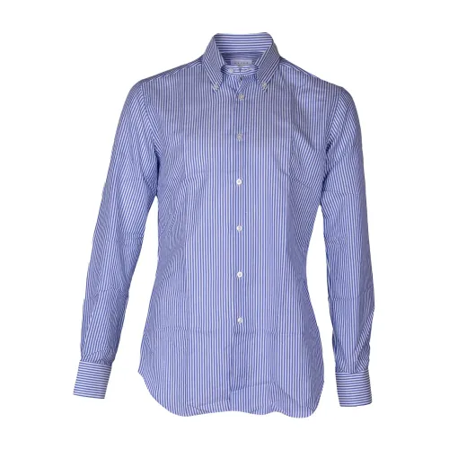 Xacus , Men's Linen and Cotton Shirt. Tailored Fit. Italian Made. ,Blue male, Sizes: