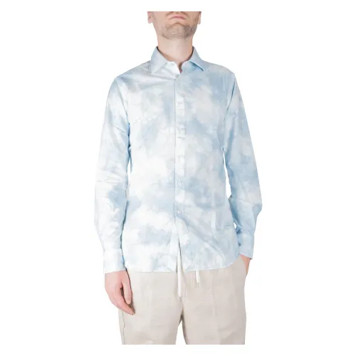 Xacus , Tie Dye flower print shirt ,Blue male, Sizes: