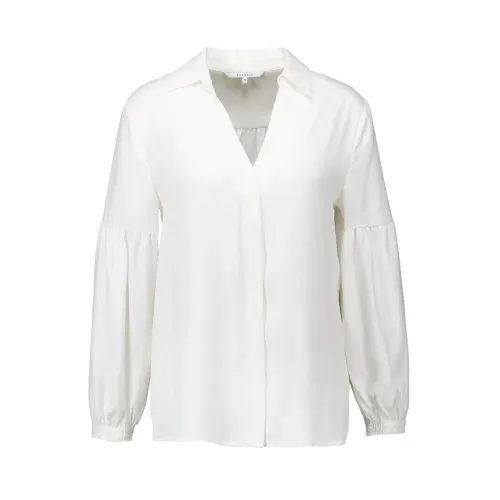 Xandres , Elegant V-Neck Blouse with Pleated Details ,White female, Sizes: