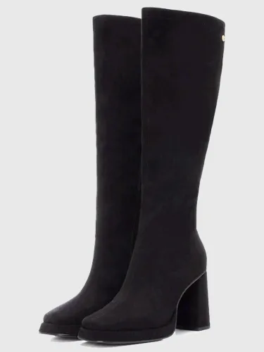 Xti Black Suede Knee Boots