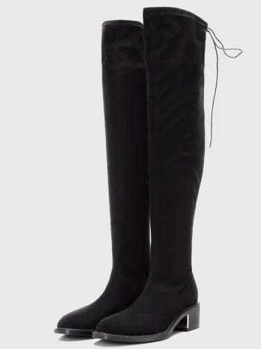 Xti Black Suede Knee High Boots