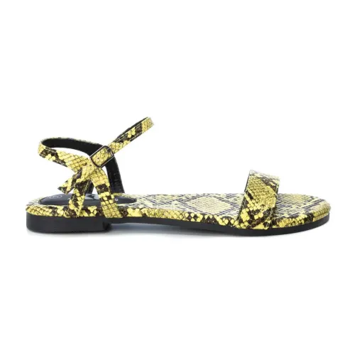 Xti , Strappy Ankle Strap Sandals ,Yellow female, Sizes: