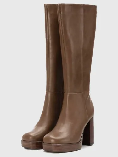 Xti Taupe Pu Knee Length Boot