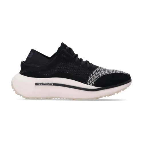 Y-3 , Black and White Low-Top Sneakers with Suede Details ,Black male, Sizes: