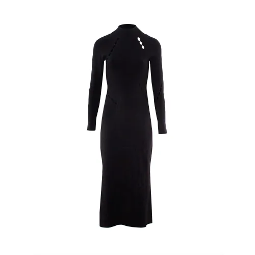 Y-3 , Black Devoré Knitted Dress with Cut-Out Detailing ,Black female, Sizes:
