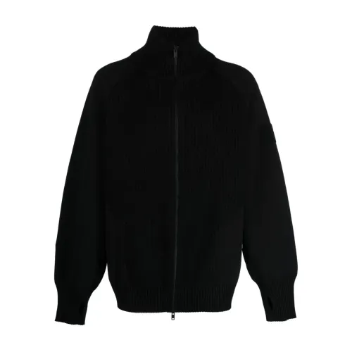 Y-3 , Black Knitted Mohair Blend Sweatshirt with Zip Fastening ,Black male, Sizes:
