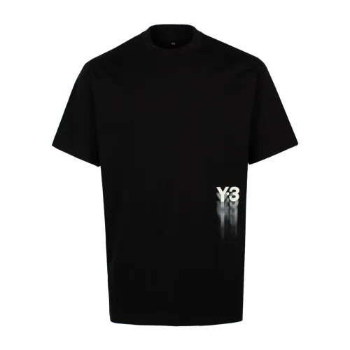 Y-3 , Black Logo Print Cotton T-shirt ,Black male, Sizes: