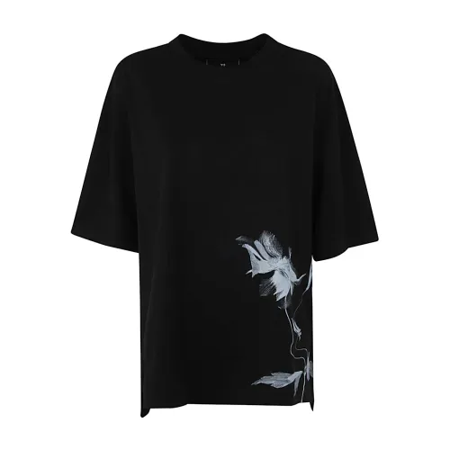 Y-3 , Black Printed T-Shirt ,Black female, Sizes: