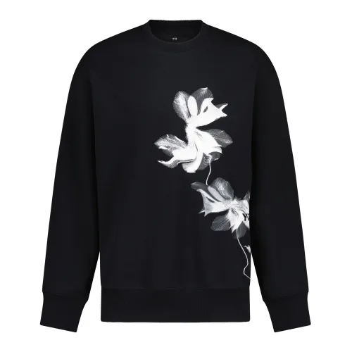 Y-3 , Floral Print Logo Sweatshirt ,Black male, Sizes: