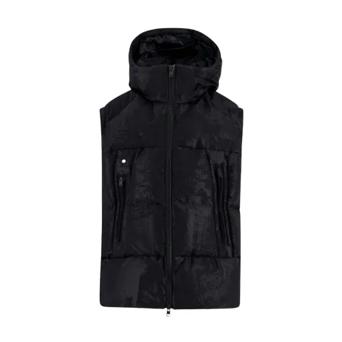 Y-3 , Hooded Puffer Vest ,Black male, Sizes: