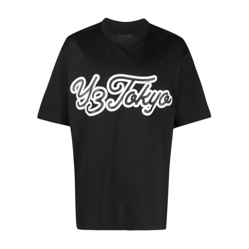 Y-3 , Logo-Flocked Cotton T-Shirt ,Black male, Sizes: