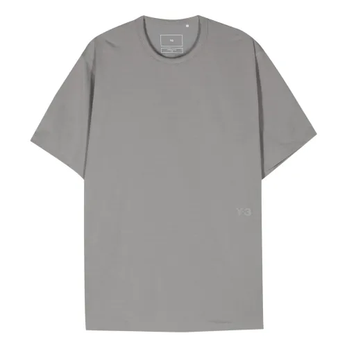 Y-3 , logo-print cotton-blend T-shirt ,Gray male, Sizes: