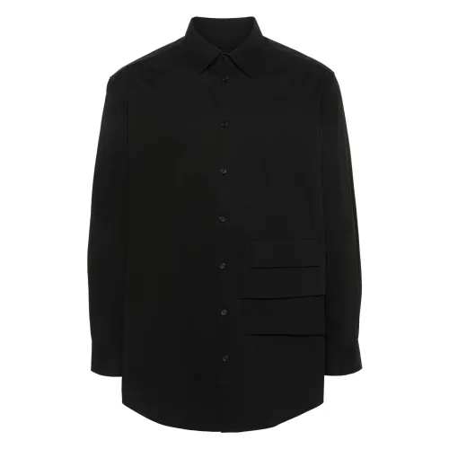 Y-3 , logo-rubberised cotton shirt ,Black male, Sizes: