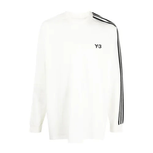 Y-3 , Off-White Long-Sleeved T-Shirt with Logo Print ,White male, Sizes: