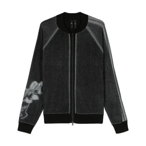 Y-3 , Reversible Graphic Knit Cardigan ,Black male, Sizes: