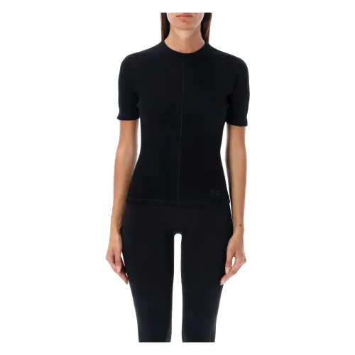 Y-3 , Short Sleeve Fitted T-Shirt ,Black female, Sizes: