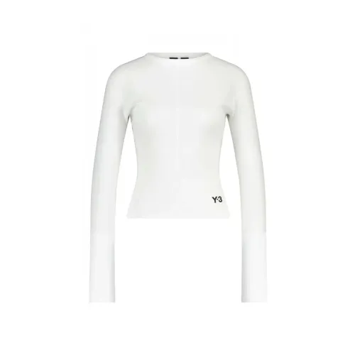 Y-3 , Stylish Logo Long Sleeve Shirt ,White female, Sizes: